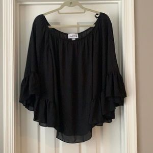 Joseph Ribkoff blouse black bell sleeve size 8